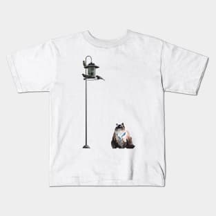 Cat Meets Birds Kids T-Shirt